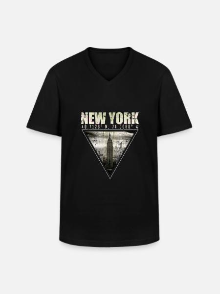 New York skyline - Men's V-Neck T-Shirt - black