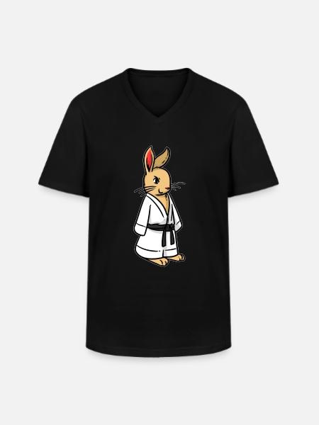 Kudo Rabbit - T-shirt col V Homme - noir