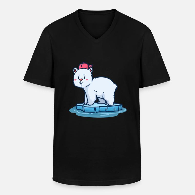 Eisbär Kind - Männer-T-Shirt mit V-Ausschnitt - Schwarz