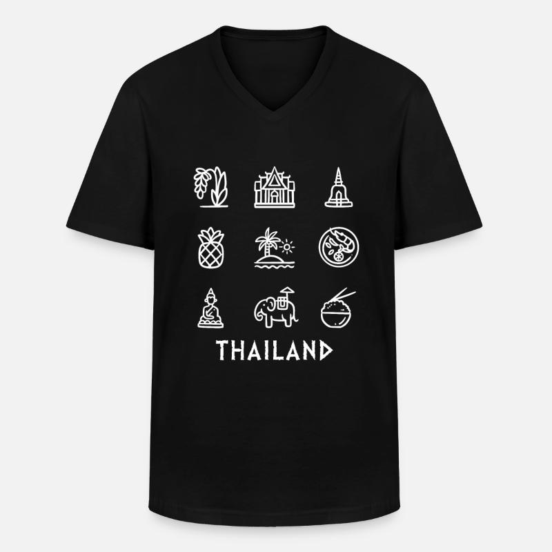 Thailand - Männer-T-Shirt mit V-Ausschnitt - Schwarz