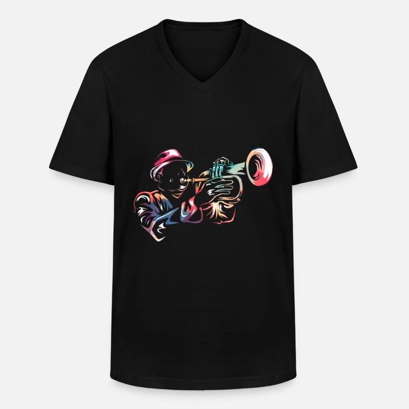 Trompette bugle - T-shirt col V Homme - noir