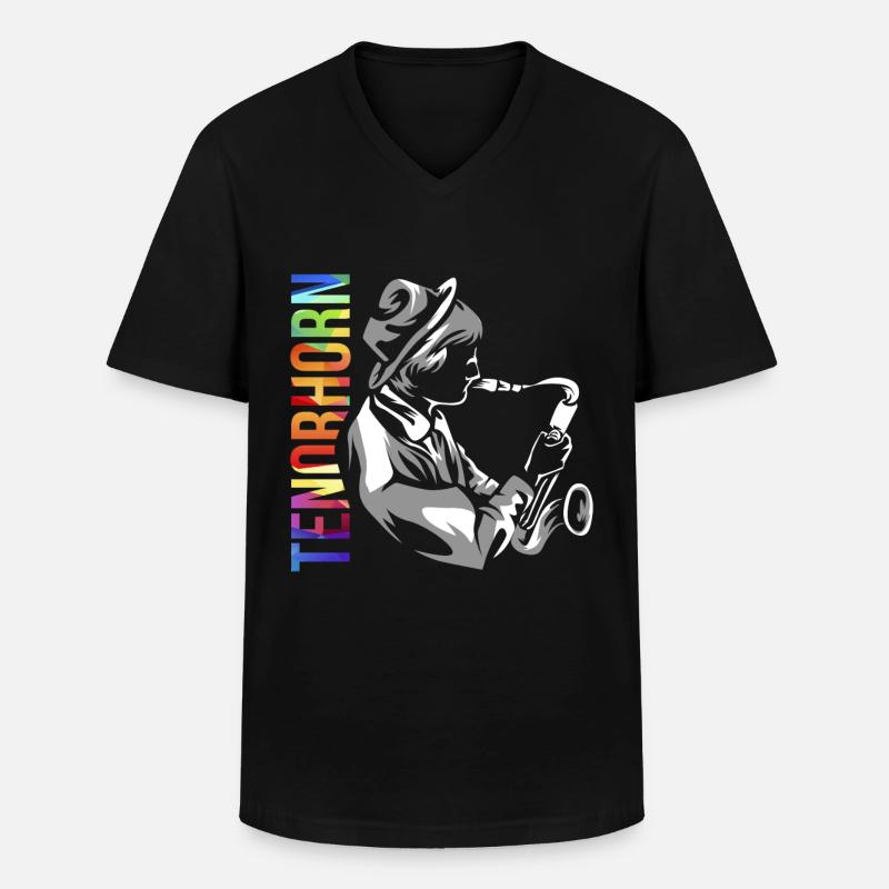Tenorhorn Geschenk - Männer-T-Shirt mit V-Ausschnitt - Schwarz