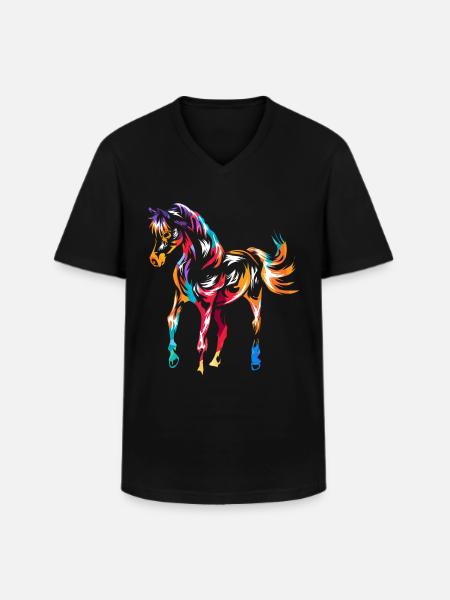 Arabisch paard - Klassiek mannen T-shirt met V-hals - zwart