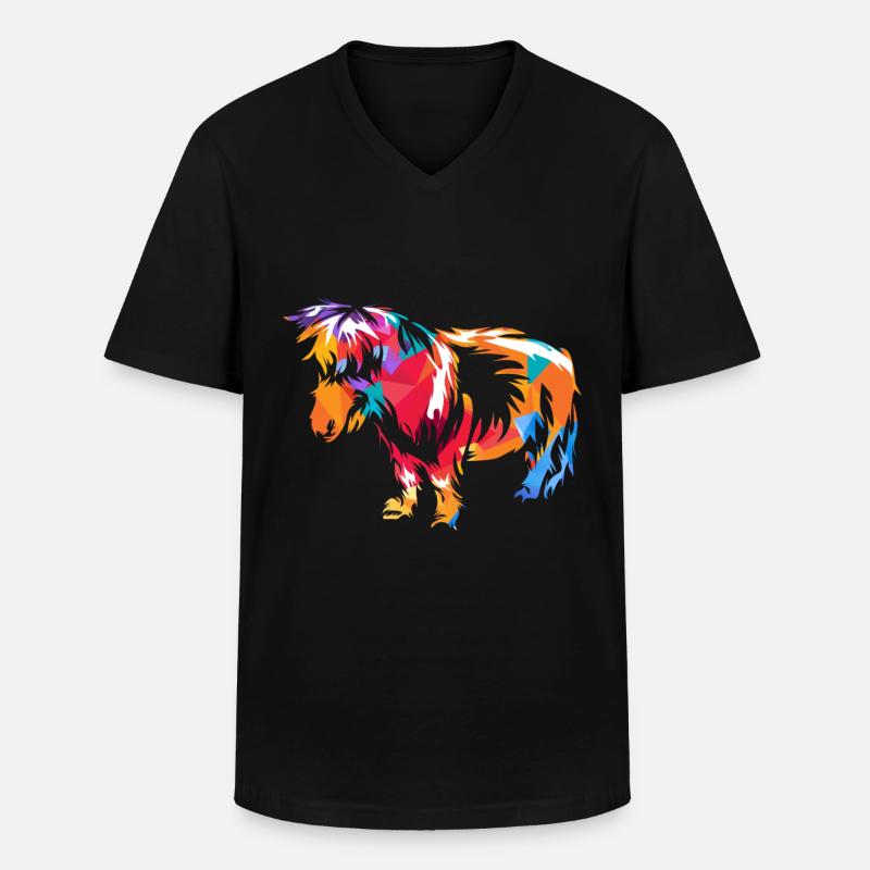 Shetlandpony - Männer-T-Shirt mit V-Ausschnitt - Schwarz