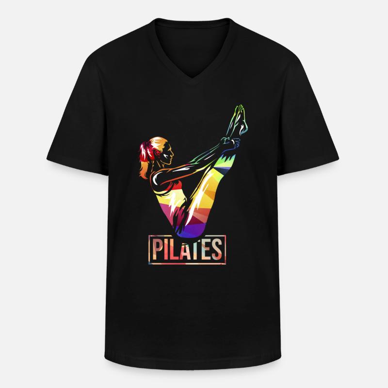 Pilates - Männer-T-Shirt mit V-Ausschnitt - Schwarz