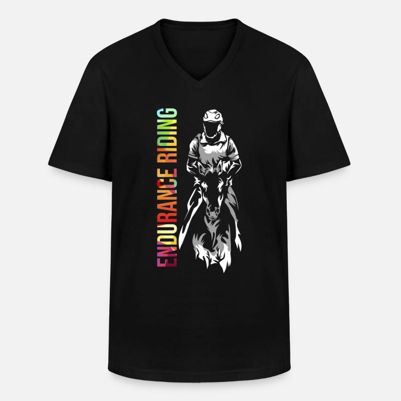 Cavalier de concours d'endurance - T-shirt col V Homme - noir