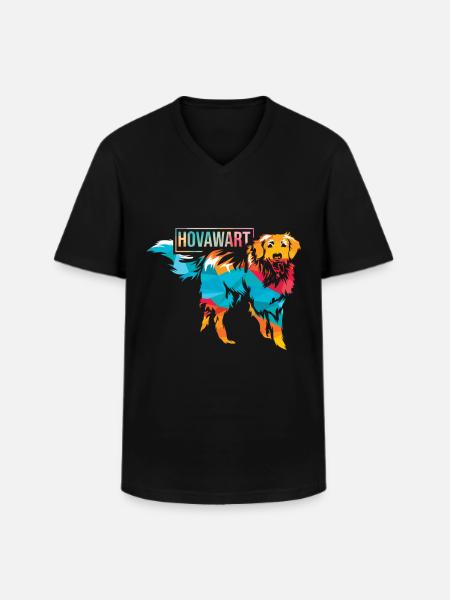 Hovawart dog - Men's V-Neck T-Shirt - black