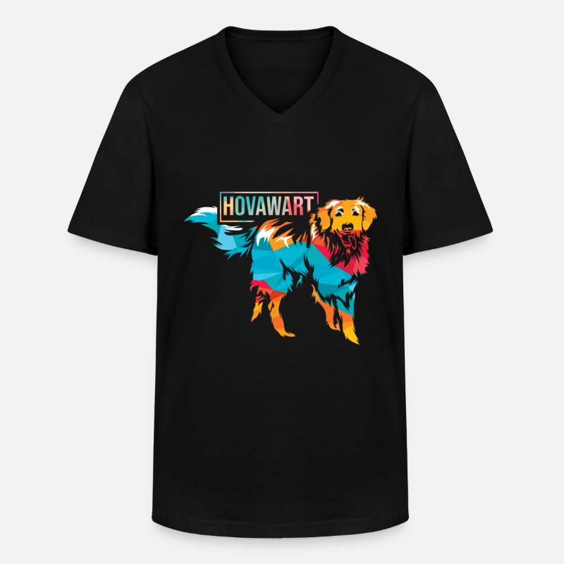 Hovawart Hund - Männer-T-Shirt mit V-Ausschnitt - Schwarz