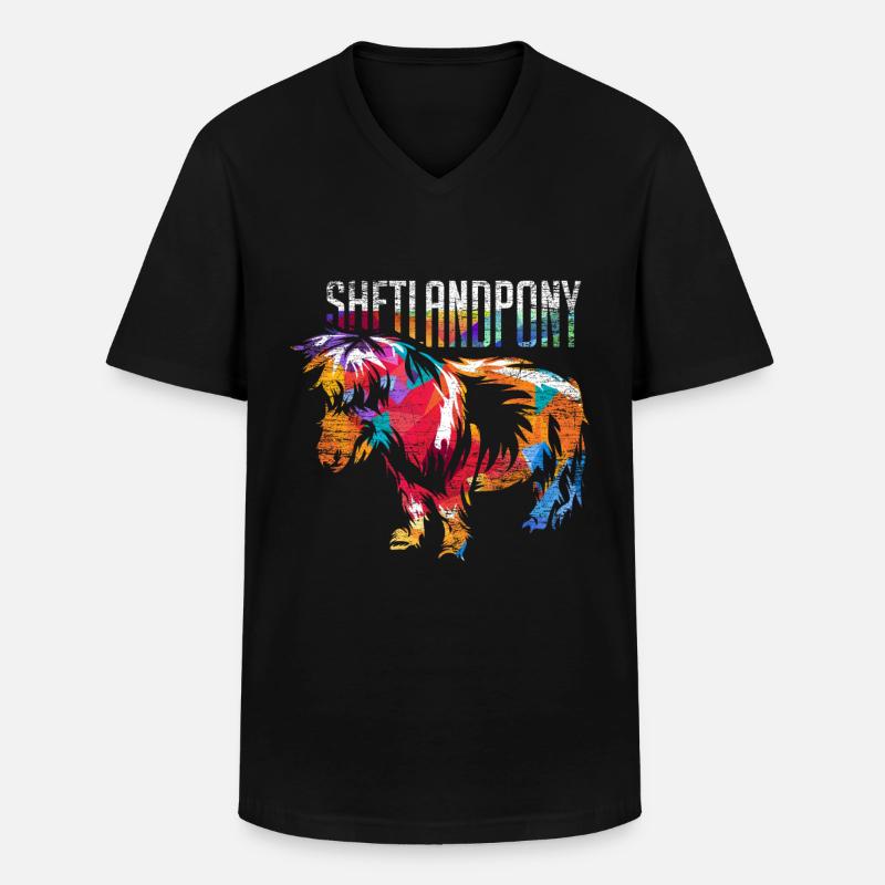 Shetlandpony - Männer-T-Shirt mit V-Ausschnitt - Schwarz