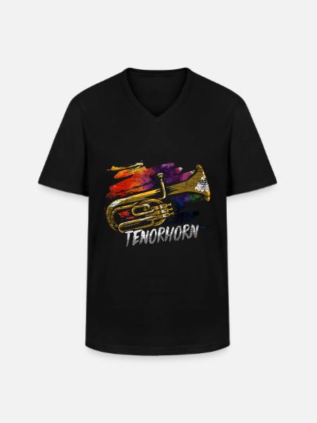 Tenorhorn Geschenk - Männer-T-Shirt mit V-Ausschnitt - Schwarz
