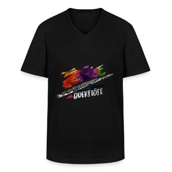 Querflöte Geschenk - Männer-T-Shirt mit V-Ausschnitt - Schwarz - Vorne - AI Model Male 178 dark (178cm)