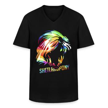 Shetlandpony - Männer-T-Shirt mit V-Ausschnitt - Schwarz - Vorne - AI Model Male 178 dark (178cm)