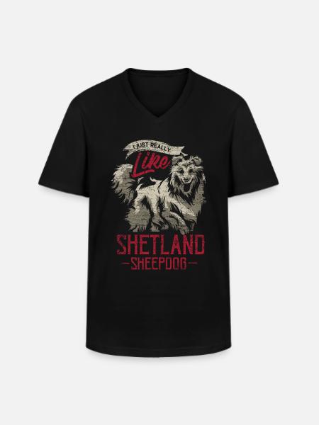 Shetland Schäferhund Geschenk - Männer-T-Shirt mit V-Ausschnitt - Schwarz