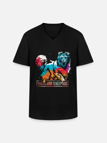Shetland Shepherd Gift - Men's V-Neck T-Shirt - black
