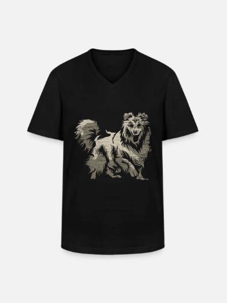 Shetland Schäferhund Geschenk - Männer-T-Shirt mit V-Ausschnitt - Schwarz