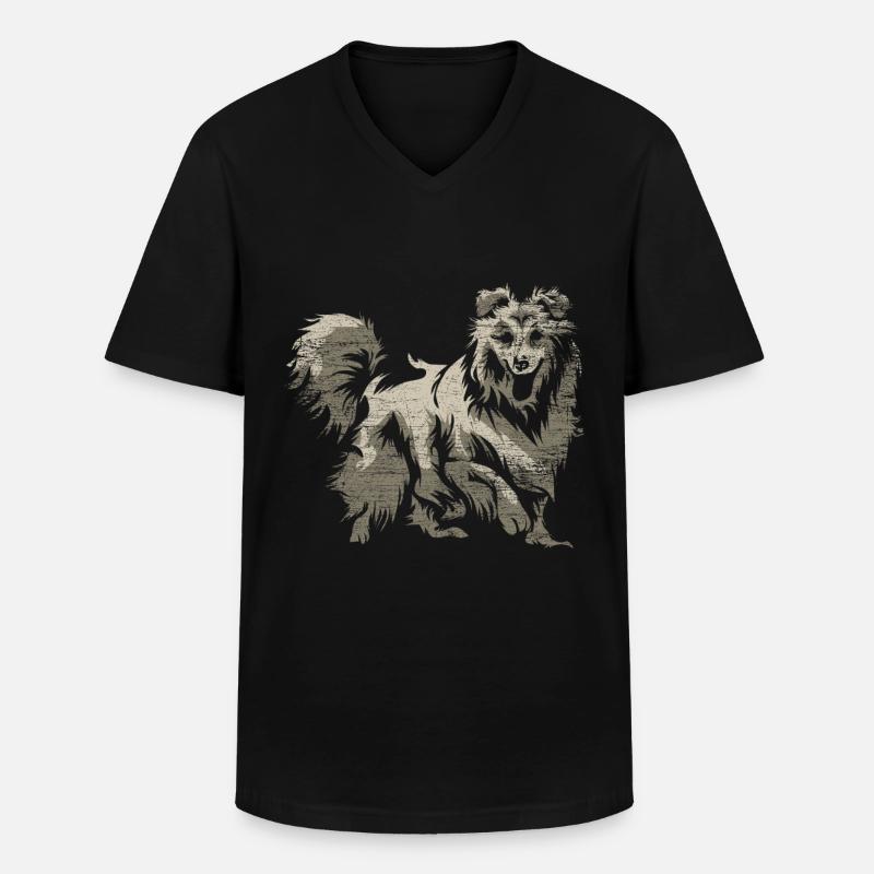Shetland Schäferhund Geschenk - Männer-T-Shirt mit V-Ausschnitt - Schwarz