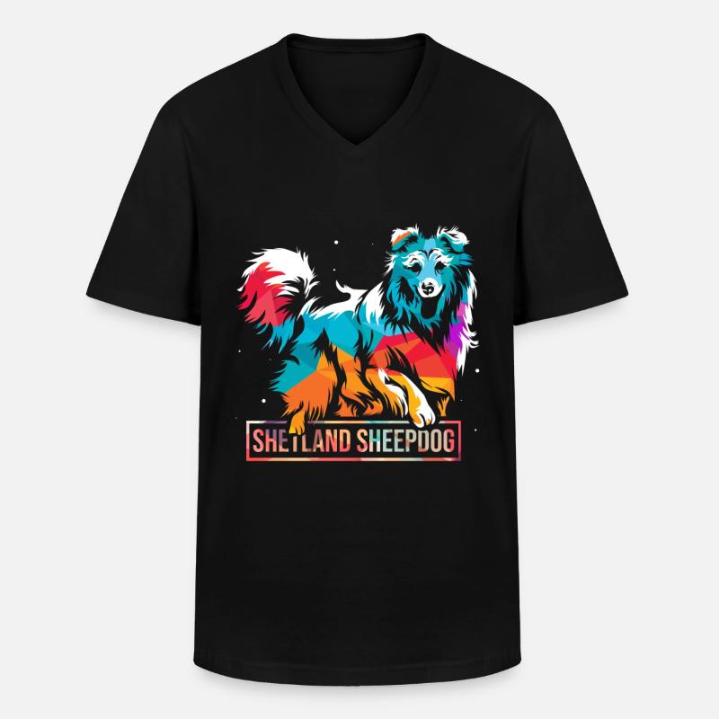 Shetland Schäferhund - Männer-T-Shirt mit V-Ausschnitt - Schwarz