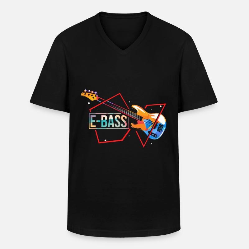 E-Bass - Männer-T-Shirt mit V-Ausschnitt - Schwarz