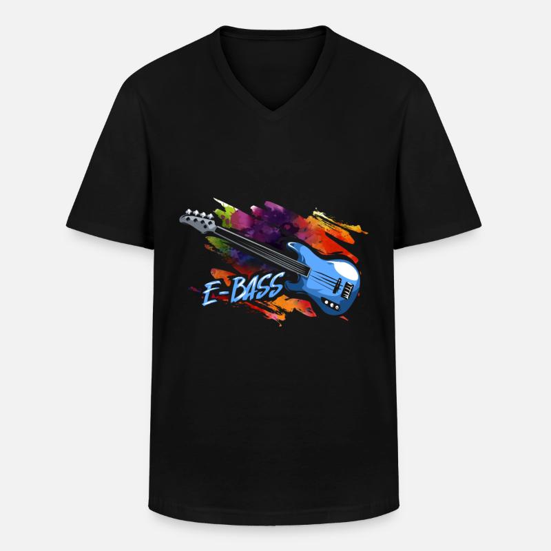 E-Bass - Männer-T-Shirt mit V-Ausschnitt - Schwarz