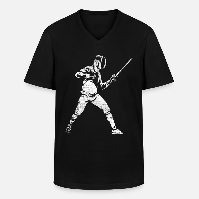 Fechten - Männer-T-Shirt mit V-Ausschnitt - Schwarz
