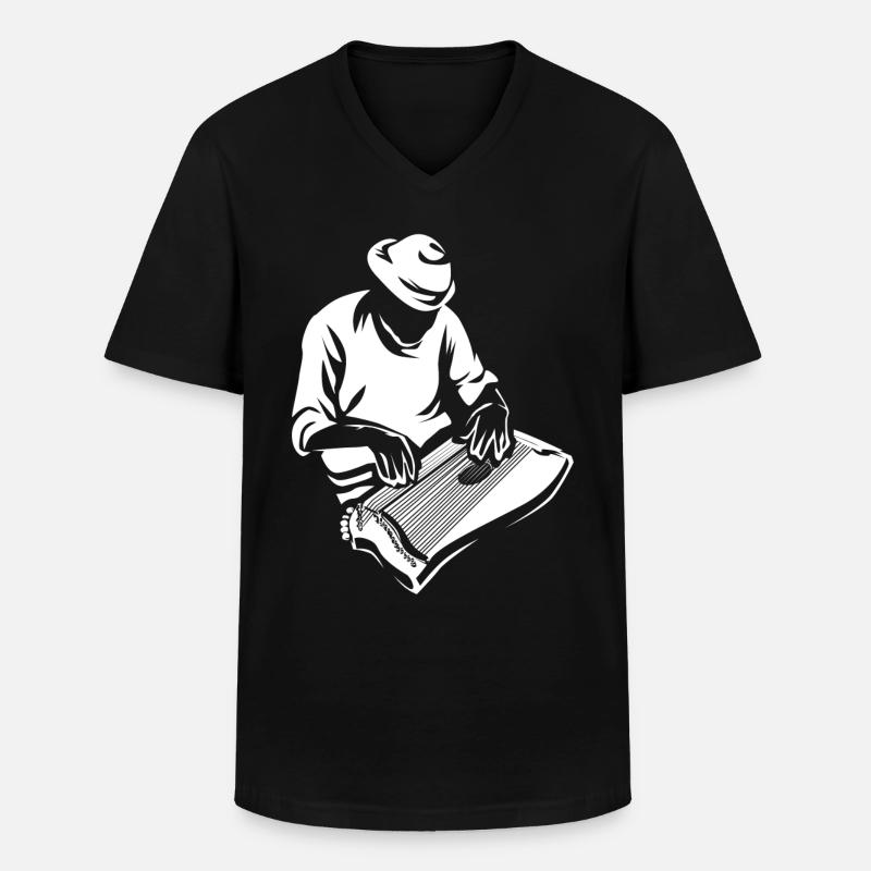 Zither - Männer-T-Shirt mit V-Ausschnitt - Schwarz
