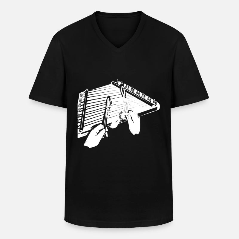 Hackbrett (Hackbrett) - Männer-T-Shirt mit V-Ausschnitt - Schwarz