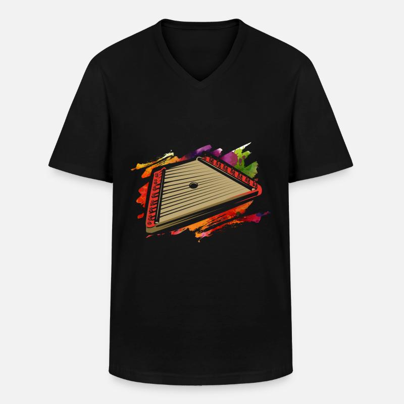 Hackbrett (Hackbrett) - Männer-T-Shirt mit V-Ausschnitt - Schwarz