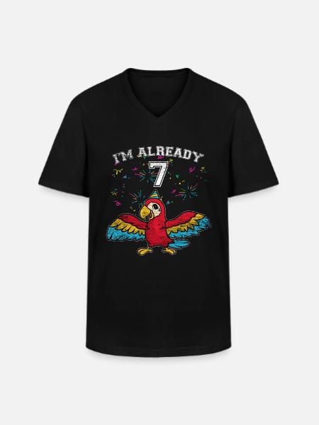 7th parrot birthday - Men's V-Neck T-Shirt - black
