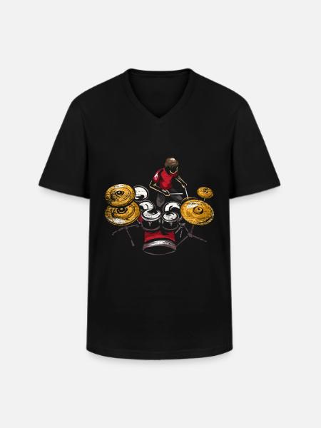 Drums Drummer Music - Men's V-Neck T-Shirt - black