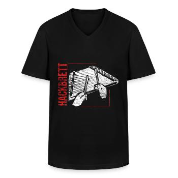 Box zither dulcimer - Men's V-Neck T-Shirt - black - Front - AI Model Male 178 dark (178cm)