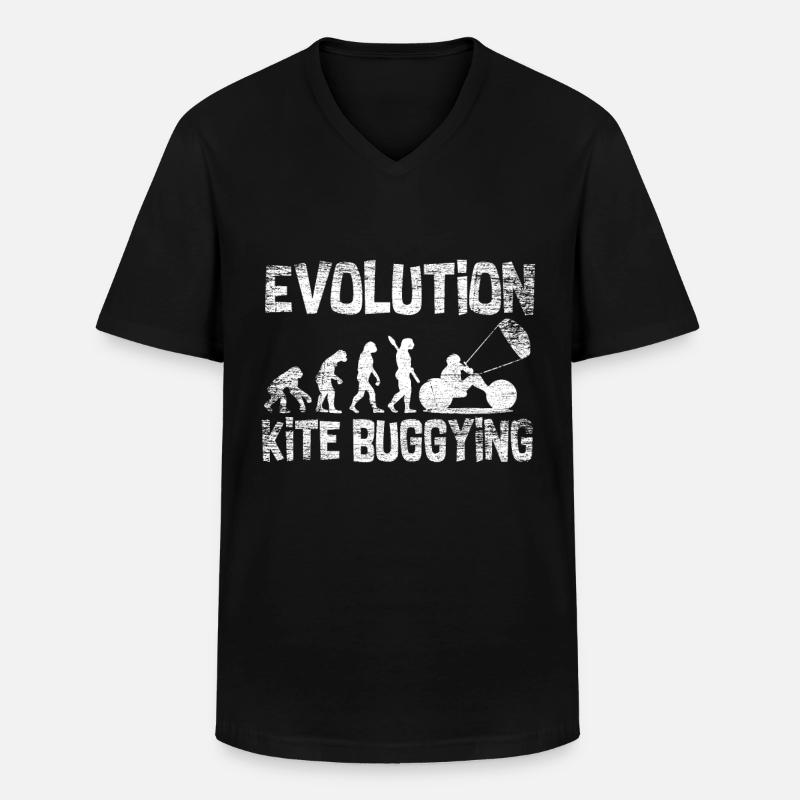 Evolution du kite buggying - T-shirt col V Homme - noir