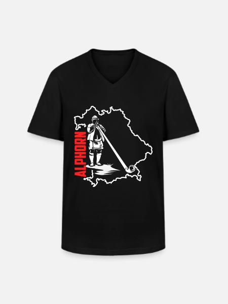 Alphorn - Männer-T-Shirt mit V-Ausschnitt - Schwarz