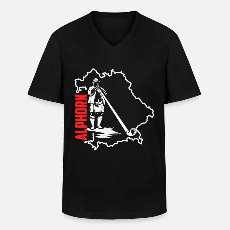 Alphorn - Männer-T-Shirt mit V-Ausschnitt - Schwarz