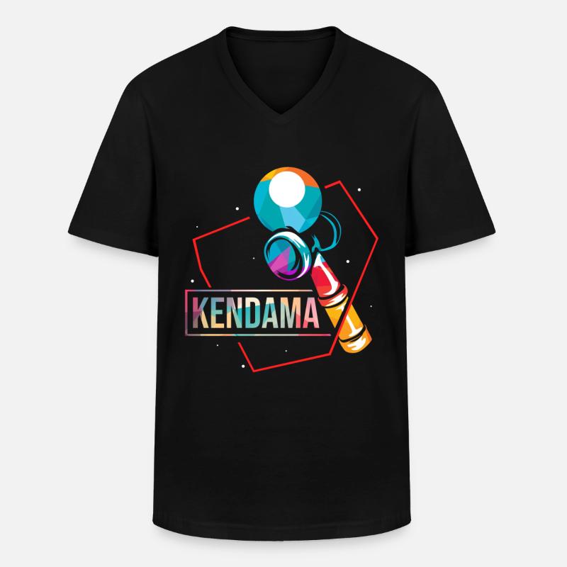 Kendama Japan Kromkendama - Männer-T-Shirt mit V-Ausschnitt - Schwarz