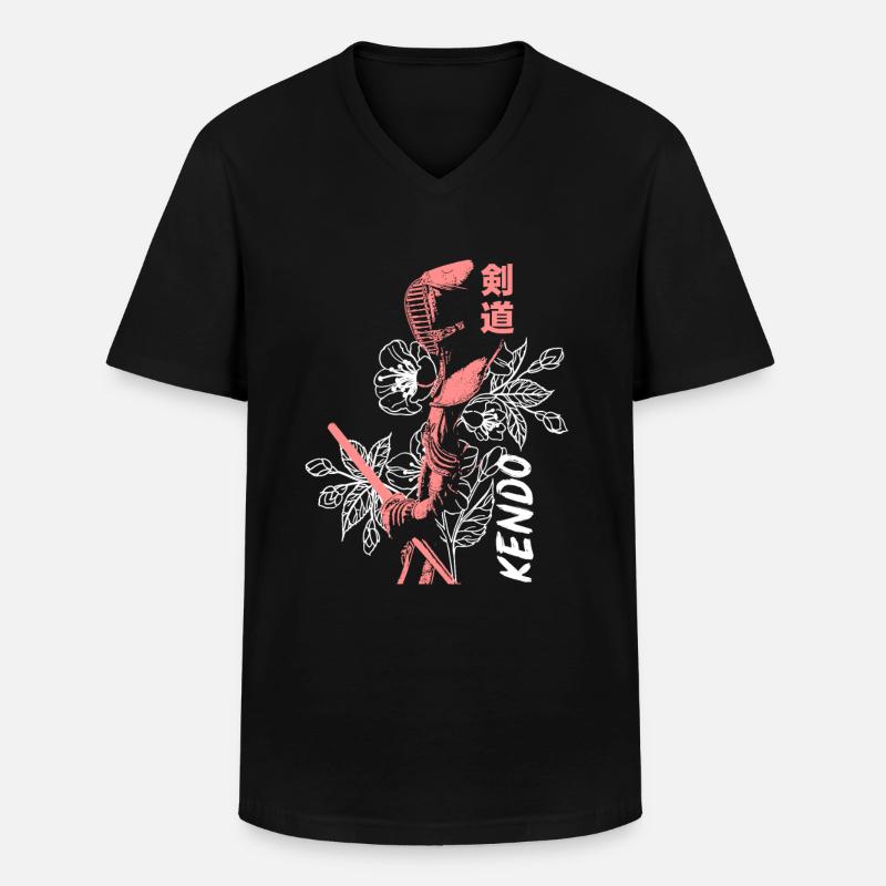 Kendo-Mädchen - Männer-T-Shirt mit V-Ausschnitt - Schwarz