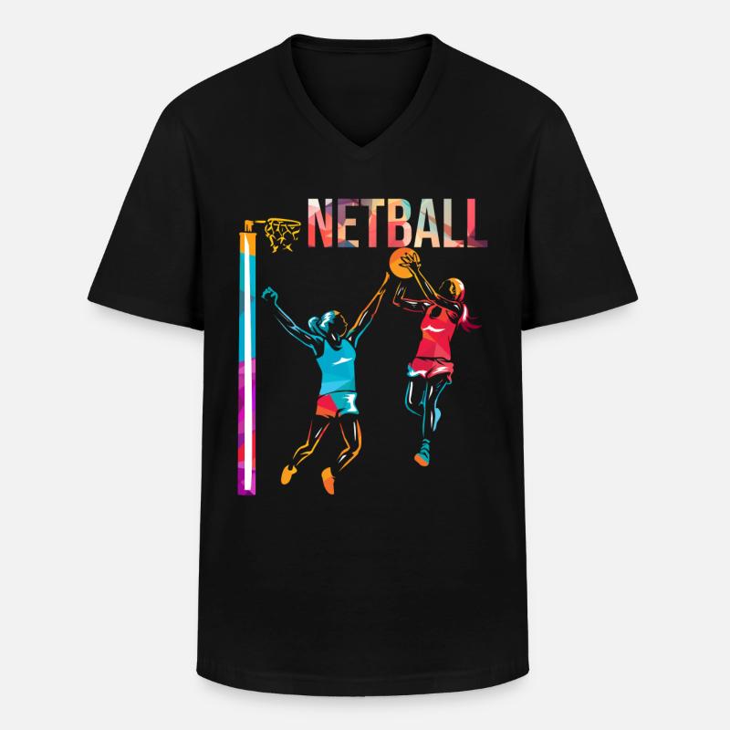 Netball - Männer-T-Shirt mit V-Ausschnitt - Schwarz