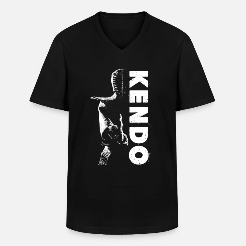 Kendo-Jungen - Männer-T-Shirt mit V-Ausschnitt - Schwarz