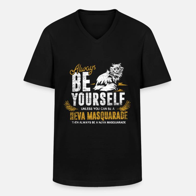 Neva Masquerade-Katze - Männer-T-Shirt mit V-Ausschnitt - Schwarz
