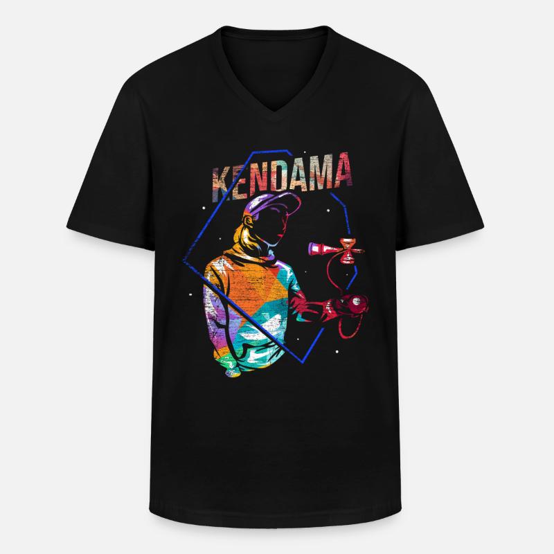 Kendama - Männer-T-Shirt mit V-Ausschnitt - Schwarz