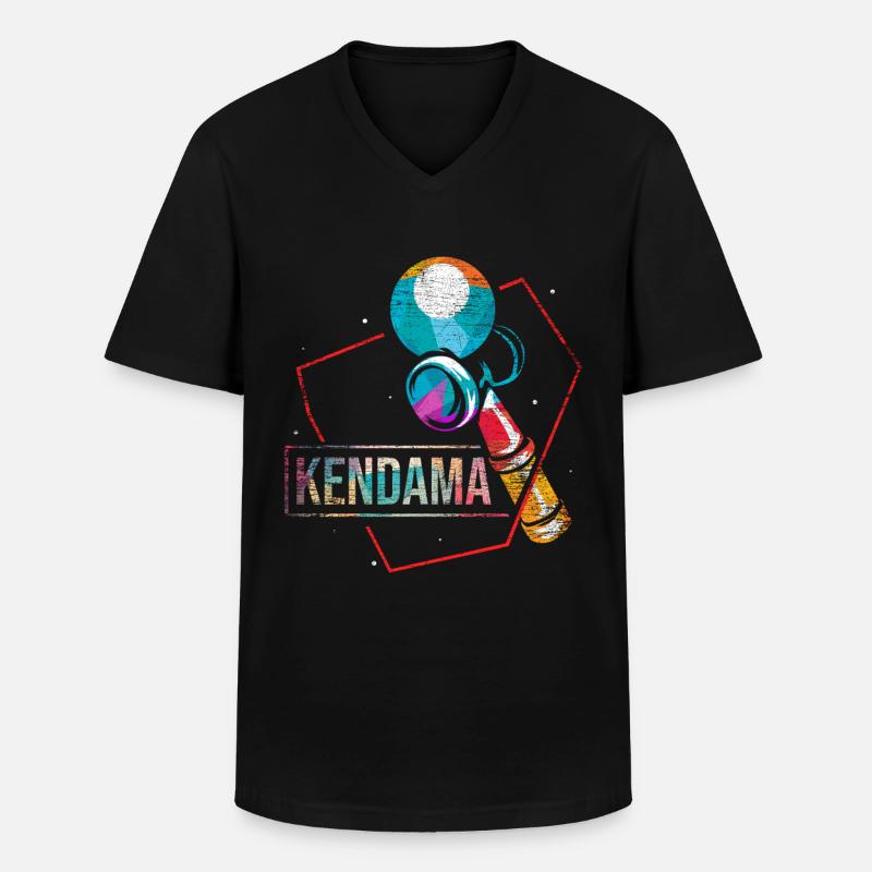 Kendama - Männer-T-Shirt mit V-Ausschnitt - Schwarz