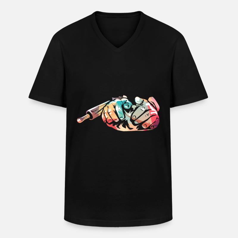 Bäcker - Männer-T-Shirt mit V-Ausschnitt - Schwarz