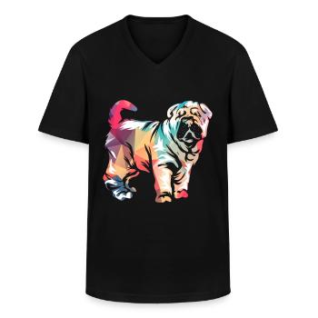 Shar Pei - Men's V-Neck T-Shirt - black - Front - AI Model Male 178 dark (178cm)