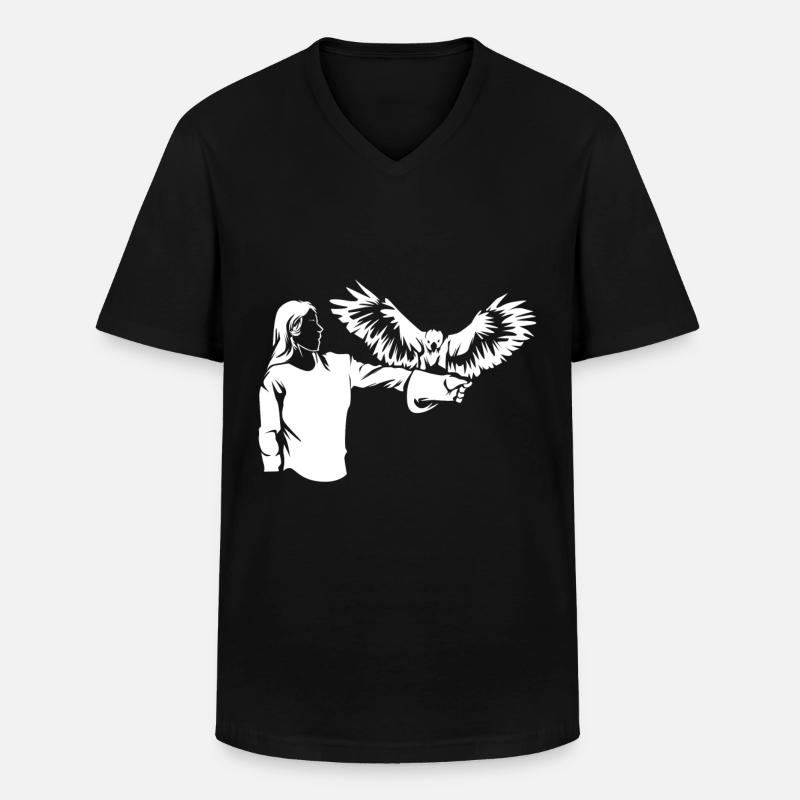 Falknerei - Männer-T-Shirt mit V-Ausschnitt - Schwarz