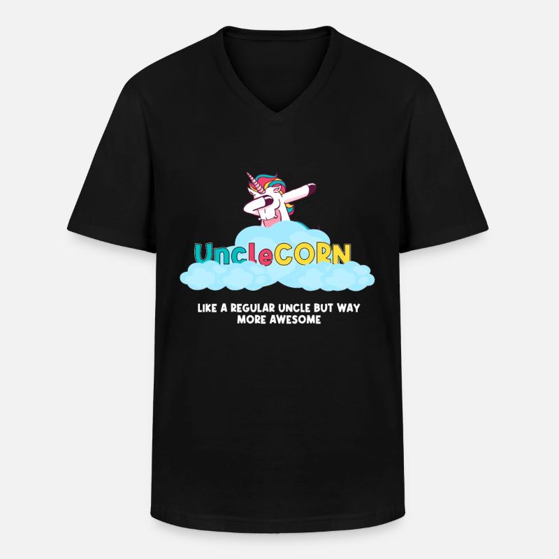 Unclecorn - T-shirt col V Homme - noir