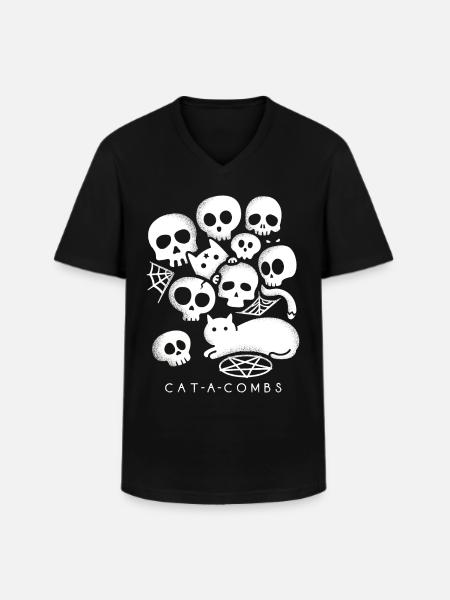 Cat-a-combs - Men's V-Neck T-Shirt - black