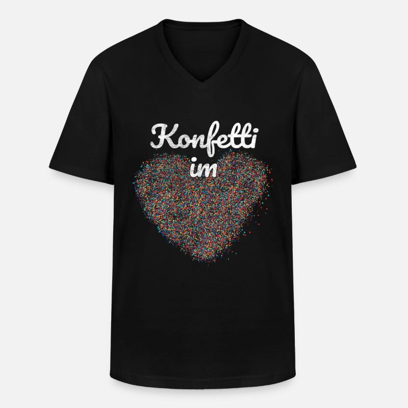 Konfetti im Herz - Männer-T-Shirt mit V-Ausschnitt - Schwarz