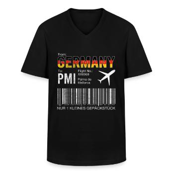 Flight ticket Palma - Men's V-Neck T-Shirt - black - Front - AI Model Male 178 dark (178cm)