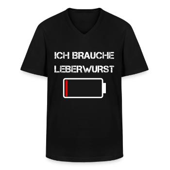 Sächsische Küche | Ich brauche Leberwurst - Männer-T-Shirt mit V-Ausschnitt - Schwarz - Vorne - AI Model Male 178 dark (178cm)