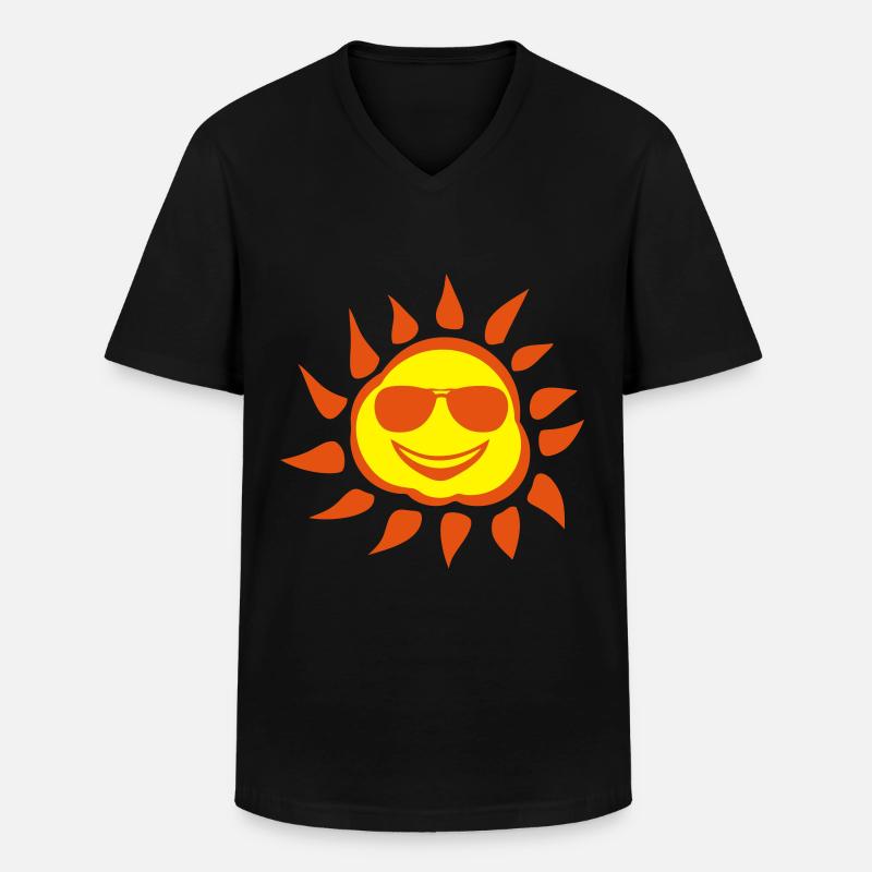 Sonne Lünette - Männer-T-Shirt mit V-Ausschnitt - Schwarz