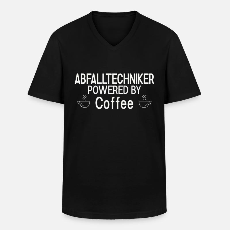 Abfalltechniker Powered By Coffee - Männer-T-Shirt mit V-Ausschnitt - Schwarz